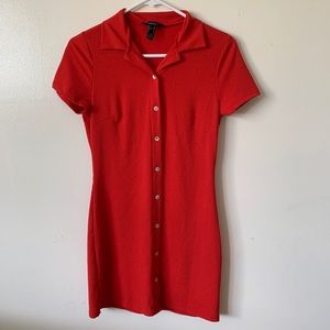 forever 21 red button up collared dress